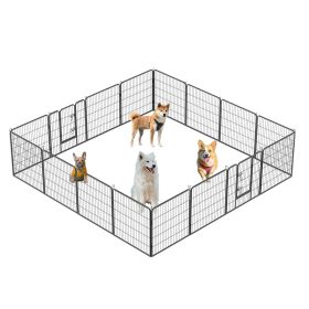 Dog Pens Outdoor 32" Height Foldable 16 Panels Heavy Duty Metal Portable Dog Playpen Indoor Anti-Rust Exercise Dog Fence with Doors for Large/Med