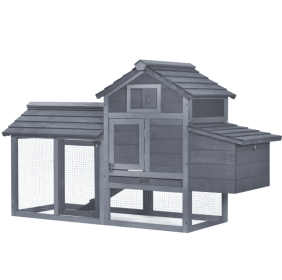 Chicken Coop Kit 59 Outdoor Solid Wood Enclosed House Ventilation Gray (Option: Gray)